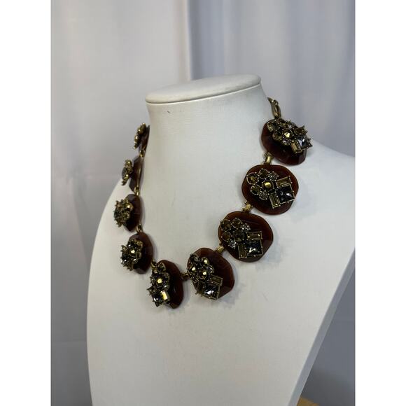 J.Crew J Crew statement necklace gold tone burnished signed costume jewelry - Picture 2 of 16